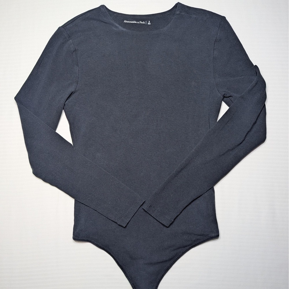 Abercrombie & Fitch Essential Long Sleeve‎ Bodysuit S Black Soft Minimalism